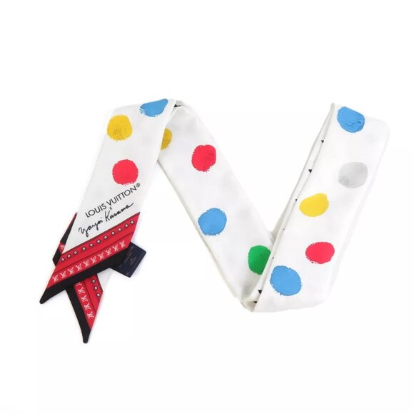 AUTHENTICITY GUARANTEED LOUIS VUITTON LV×YK Bandeau BB Scarf White - Picture 3 of 7